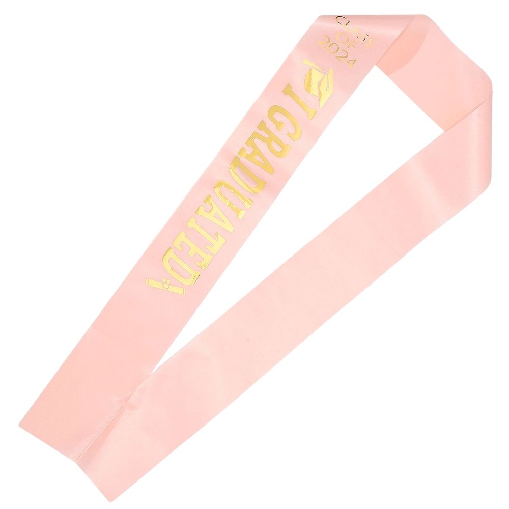 Pink Satin Graduation Sash One Size Fits All Ceremony Accessory