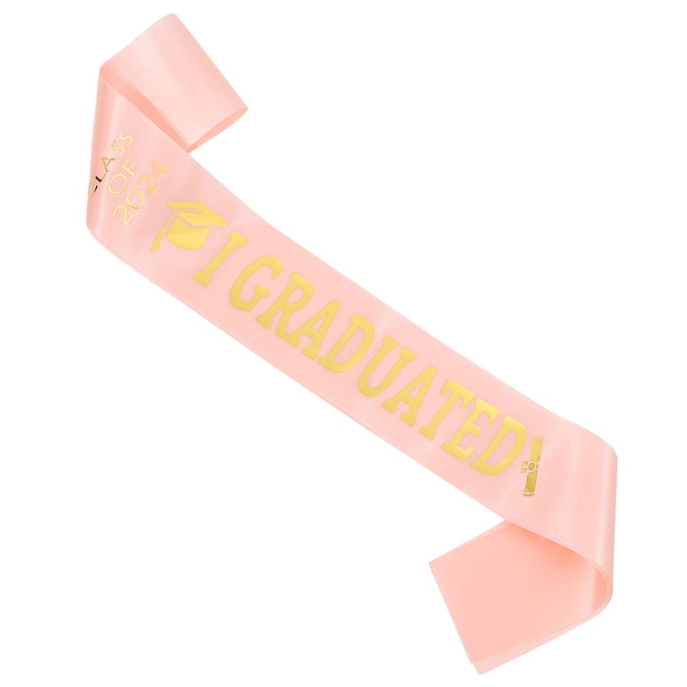 Pink Satin Graduation Sash One Size Fits All Ceremony Accessory