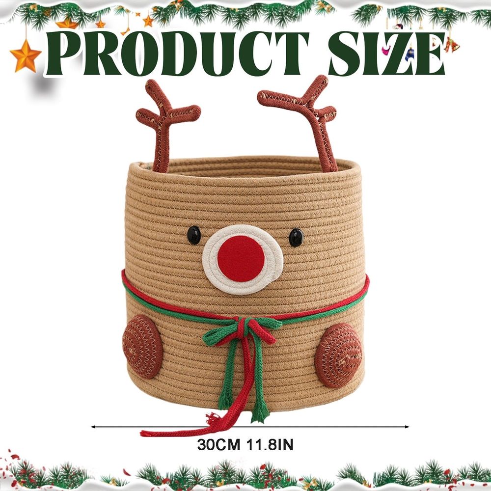 Christmas Deer Basket, Reindeer/Elk Christmas Storage Baskets for Gifts, Reindeer Toy Storage Organizer, Cute Toy Basket for Nursery Clothes Towels Party Supplies
