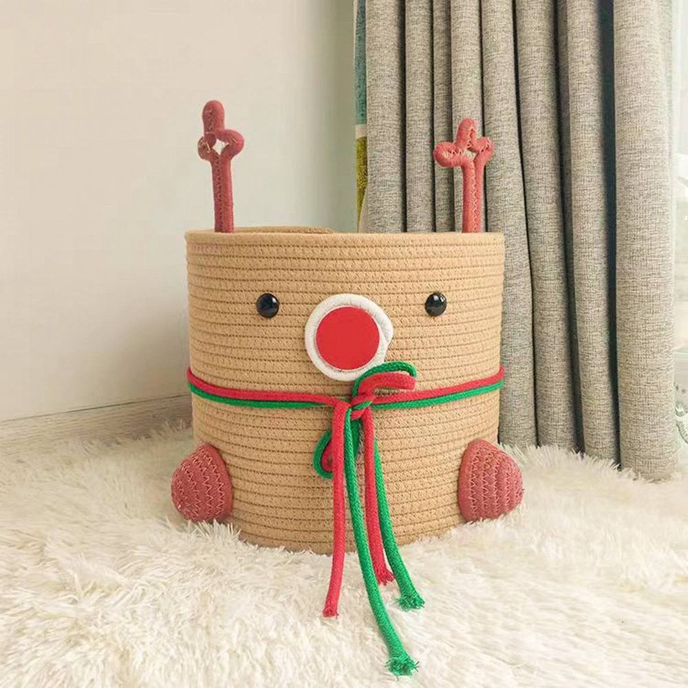 Christmas Deer Basket, Reindeer/Elk Christmas Storage Baskets for Gifts, Reindeer Toy Storage Organizer, Cute Toy Basket for Nursery Clothes Towels Party Supplies