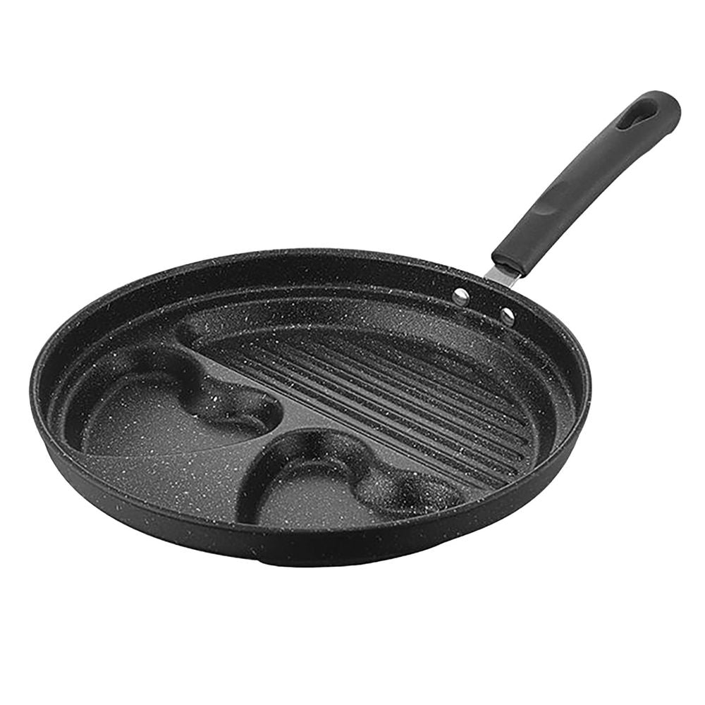 Nonstick Egg Frying Pan, 2-Egg Cavity & Griddle Design, Cup Griddle with Heat-Resistant Handle, Healthy Heart Pattern Egg Cooker for Stovetop, Oven & Camping