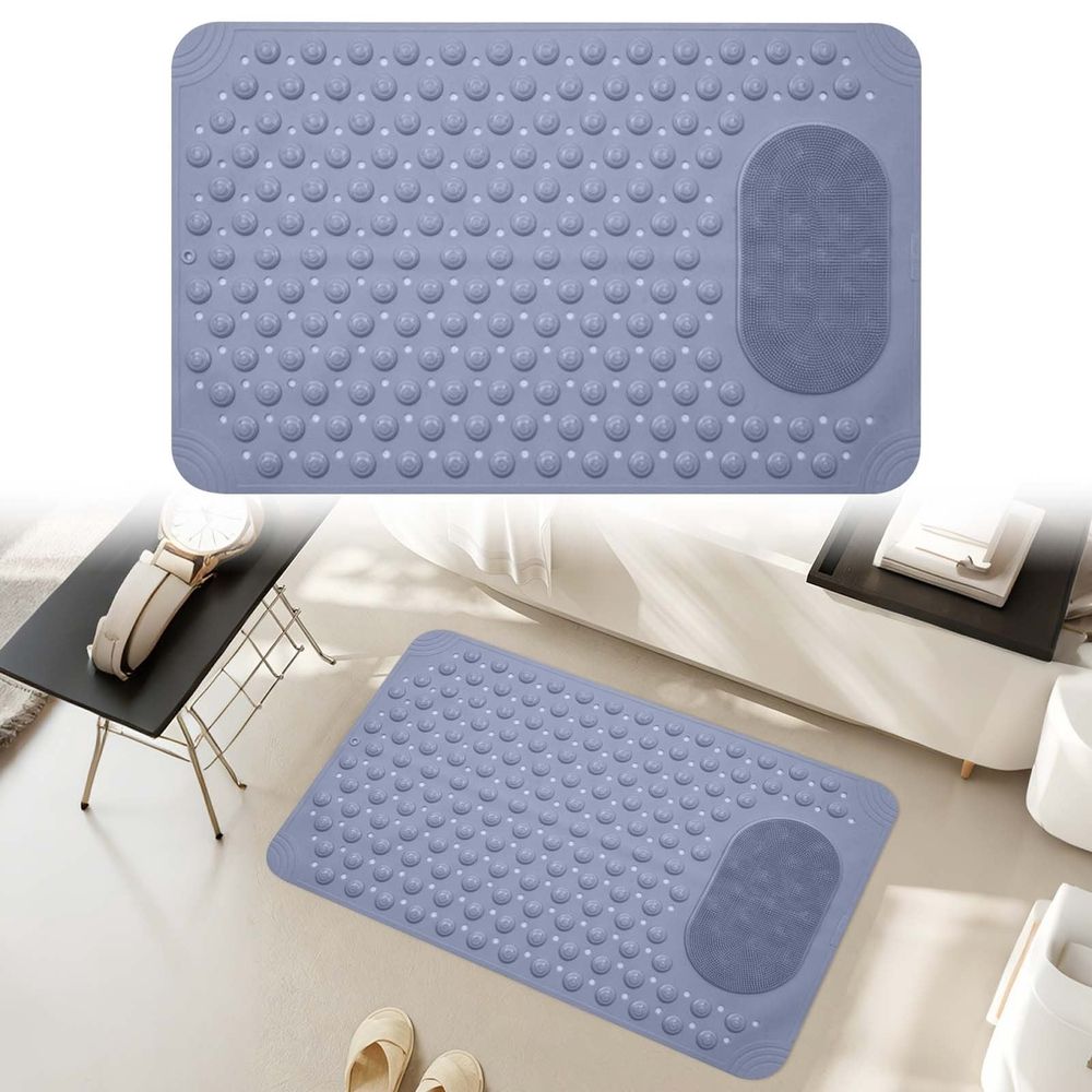 Non Slip Bathtub Mat, Anti Mold Shower Mat with Drain Holes, 27.56" x 14.57" Massage Textured Foot Scrubber Bath Mat, Soft Waterproof Anti Skid Bathroom Floor Mat for Inside Shower Tub, Pink