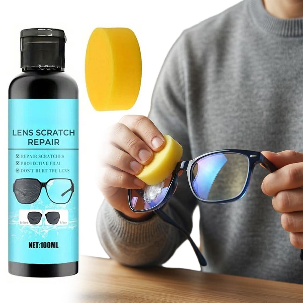 Eyeglass Scratch Remover, 100ml Lens Scratch Repair Spray Cleaner, Glasses Lens Scratch Removal Solution Polishing Fluid, Eyeglass Restoration Fluid, Sunglass Screen Cleaning Tool for Lenses Screens