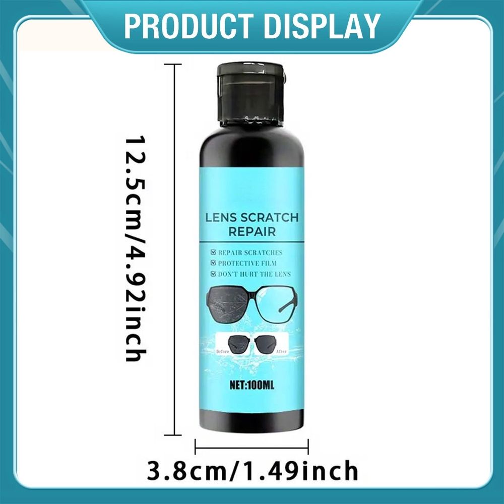 Eyeglass Scratch Remover, 100ml Lens Scratch Repair Spray Cleaner, Glasses Lens Scratch Removal Solution Polishing Fluid, Eyeglass Restoration Fluid, Sunglass Screen Cleaning Tool for Lenses Screens