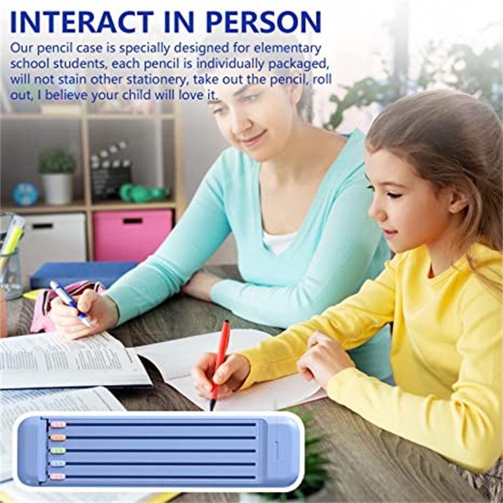 Compact ABS All-In-One Stationery Kit Including Graphite Pencils, Eraser & Straight Ruler Portable Writing Supply Set