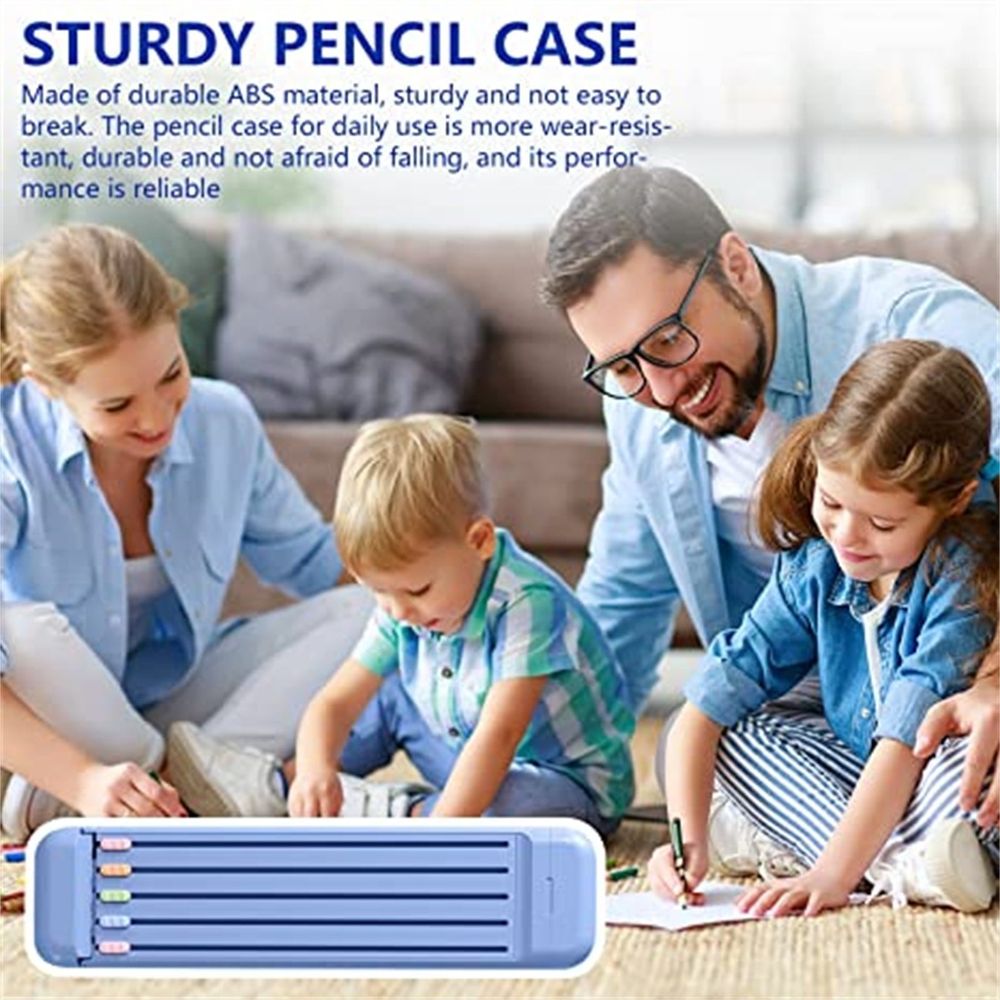 Compact ABS All-In-One Stationery Kit Including Graphite Pencils, Eraser & Straight Ruler Portable Writing Supply Set