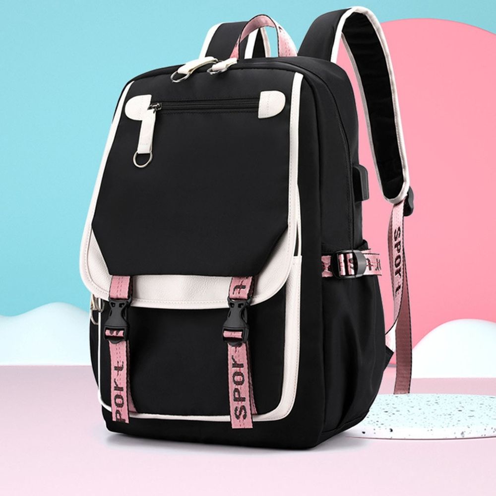 1 Pack 11.41×18.11×6.3in Black Mint Green Splicing Laptop Backpack, Waterproof Lightweight Multi Pocket Daypack, Fashion Nylon Bag for Notebook, Work & Holiday Outings