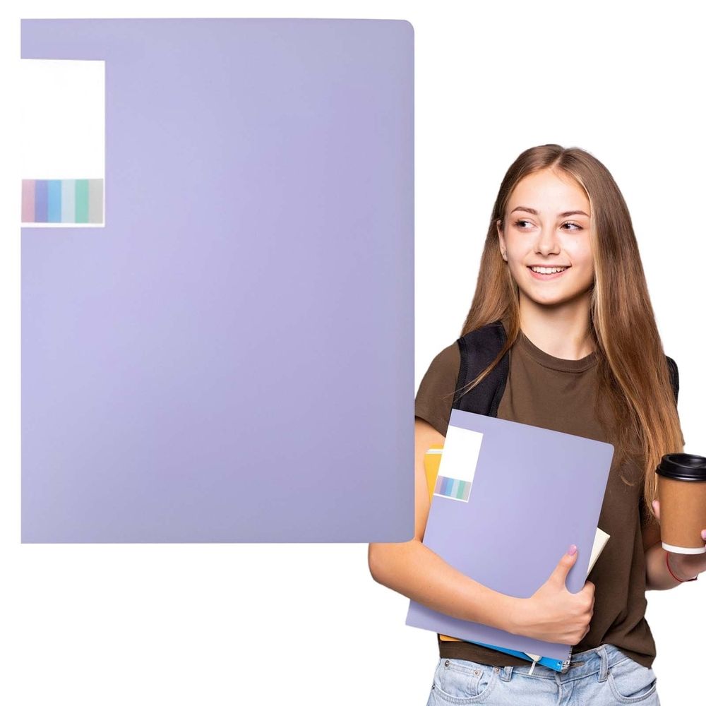 1Pcs 40 Pocket A4 File Portfolio Organizer,12.13×9.06in Morandi Blue Plastic Storage Folder, Front Blank Label Tab Document Book For Meeting Report Arrangement