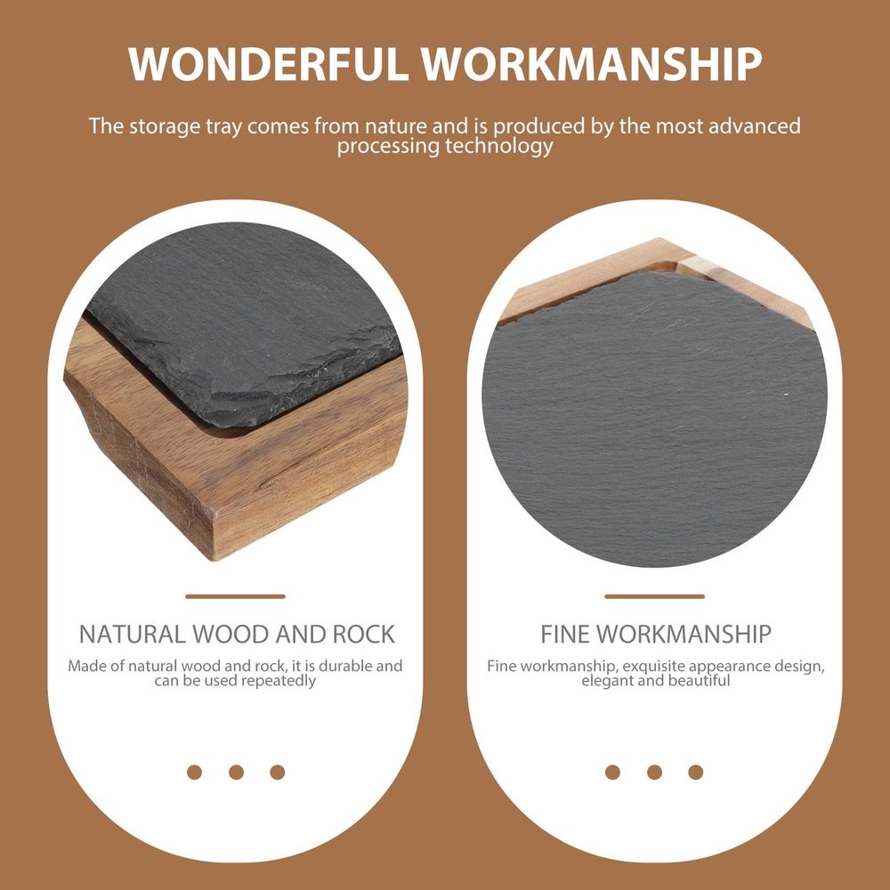 Wood Serving Platter Black 1 Set