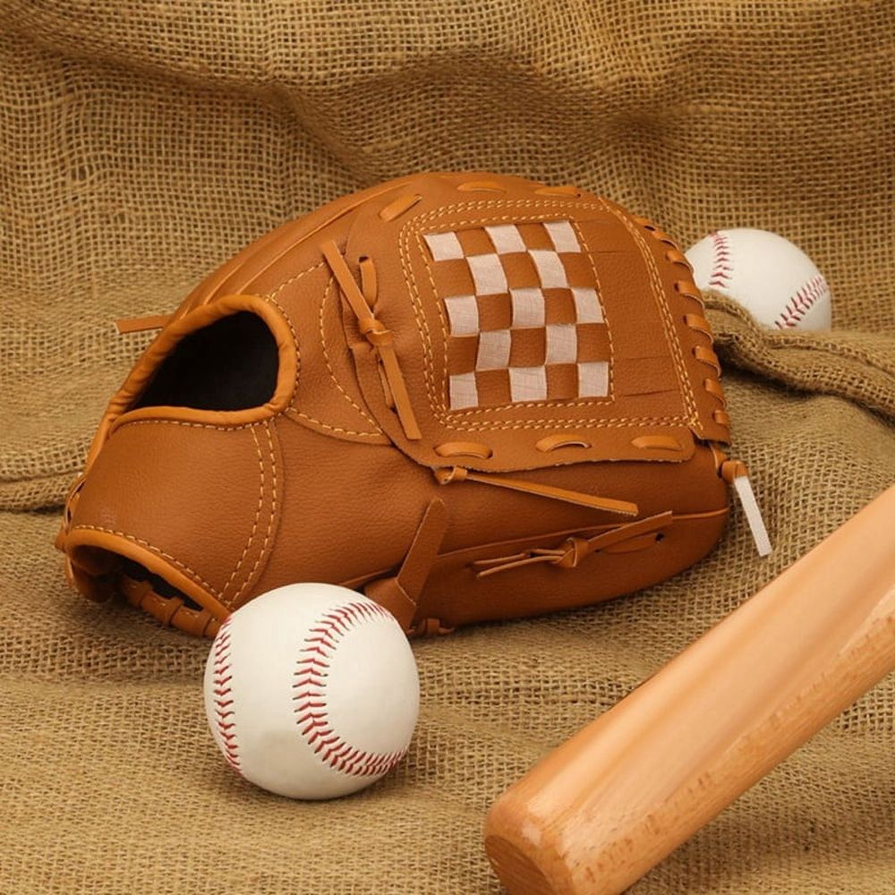 Outdoor Sports Left Hand Training Practice Softball Baseball Gloves Pitcher Hand Players Pocket Glove 10.5Inch Brown
