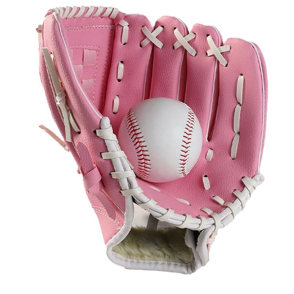 10.5 Inch Baseball Gloves Fielding Gloves Professional Baseball and Softball PU Catching Gloves Pink