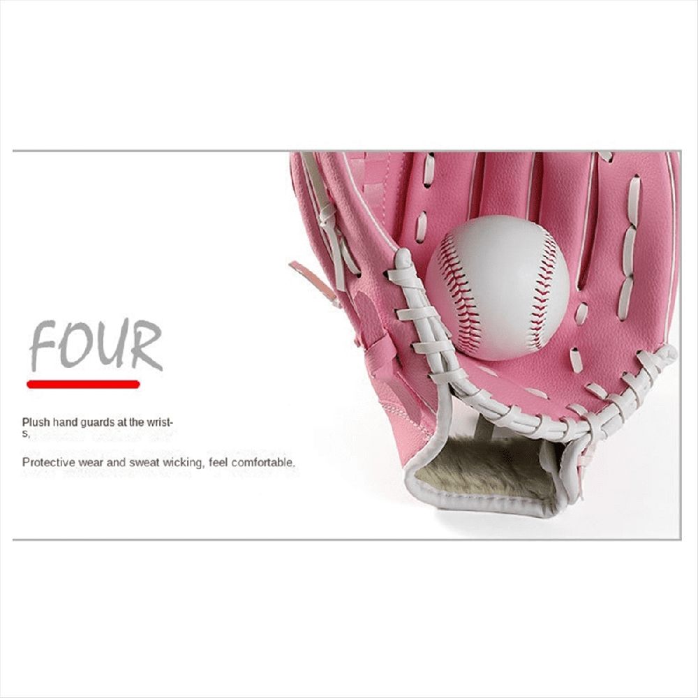 10.5 Inch Baseball Gloves Fielding Gloves Professional Baseball and Softball PU Catching Gloves Pink