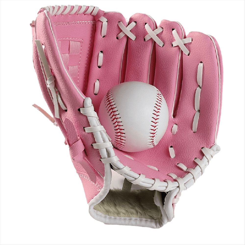 10.5 Inch Baseball Gloves Fielding Gloves Professional Baseball and Softball PU Catching Gloves Pink