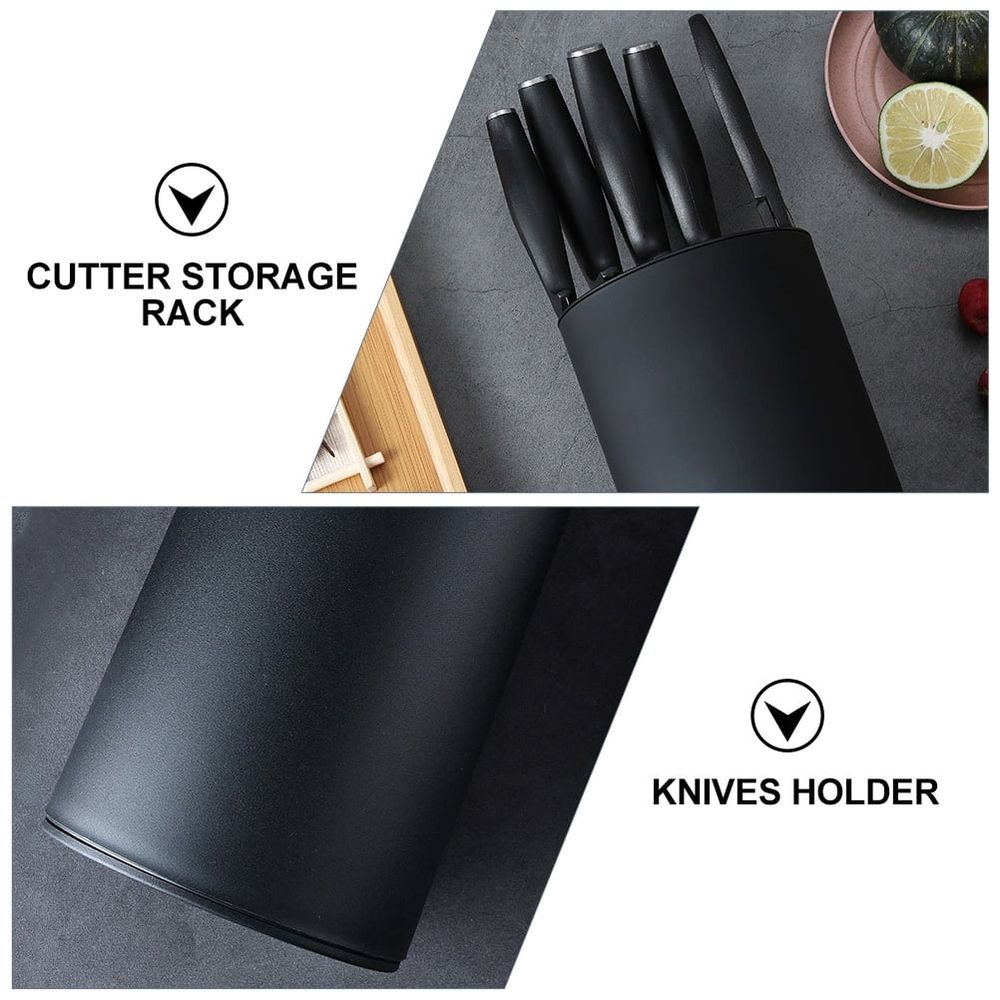 1Pc Practical Cutter Holder Black Plastic Storage Stand for Kitchen Tool Organization