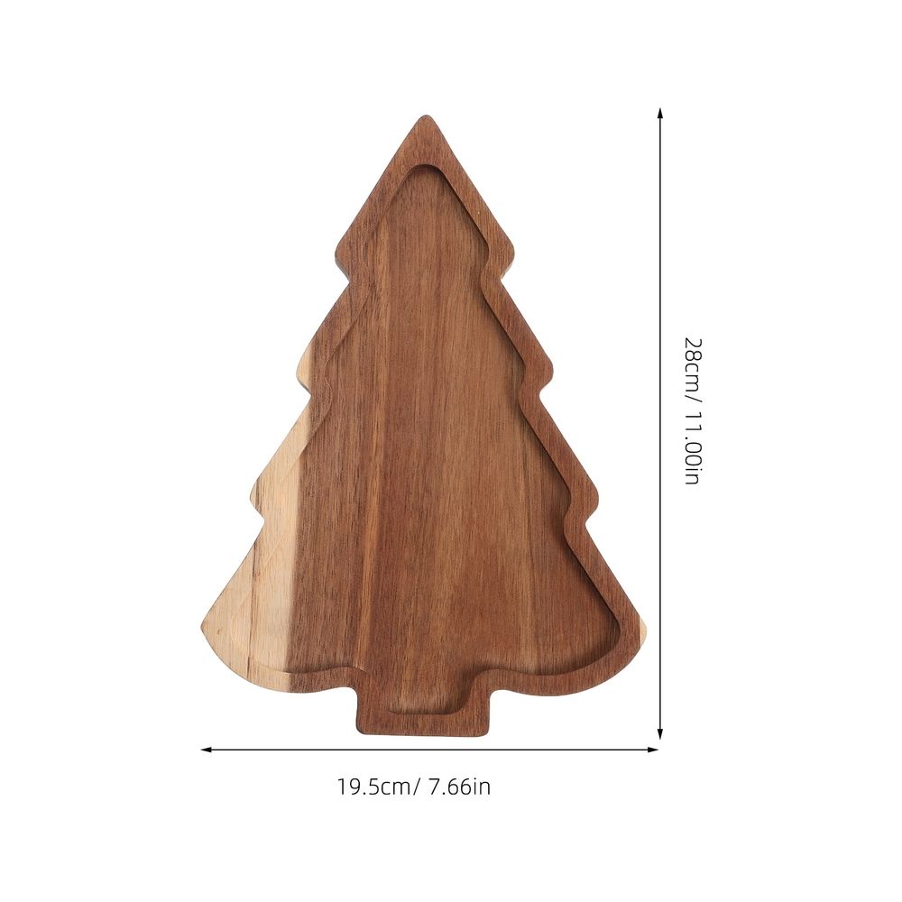 Brown Wooden Christmas Tree Serving Platter with Festive Holiday Design for Seasonal Parties and Family Celebrations