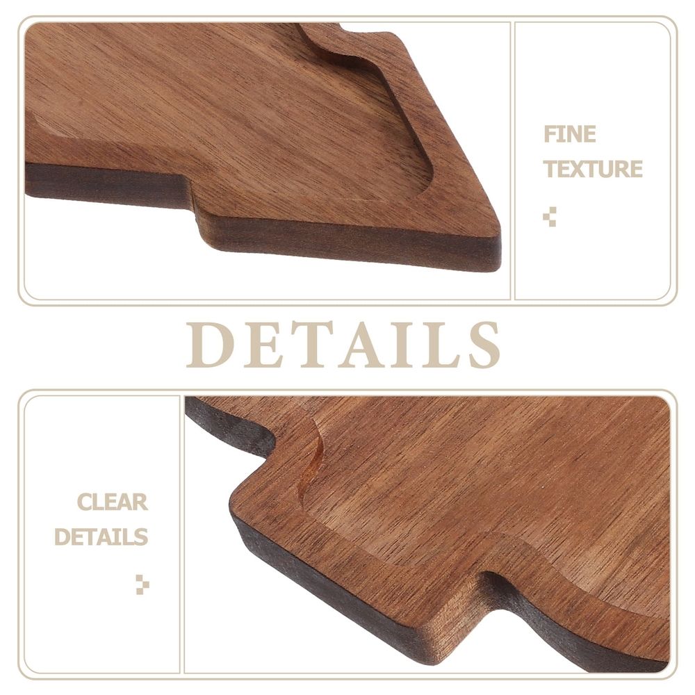 Brown Wooden Christmas Tree Serving Platter with Festive Holiday Design for Seasonal Parties and Family Celebrations