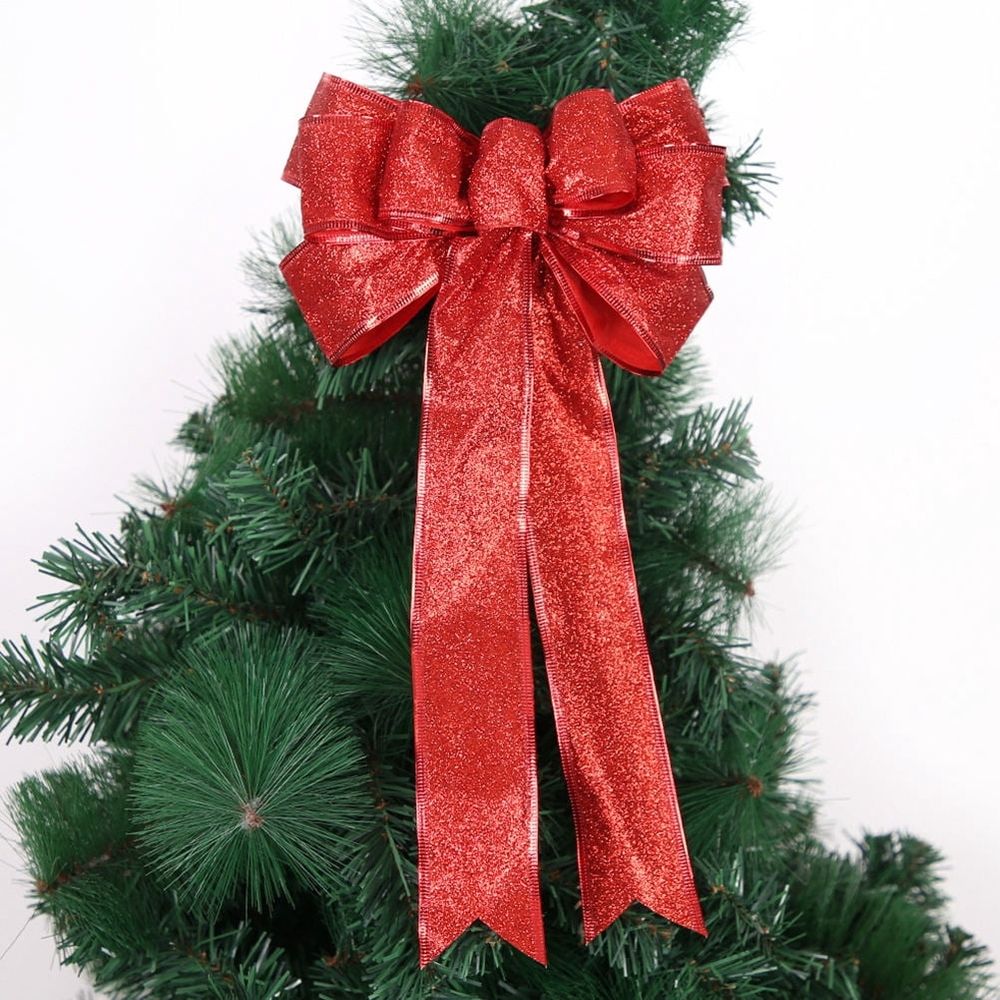 Christmas Tree Bowknot Decoration Red Golden Ribbon Box