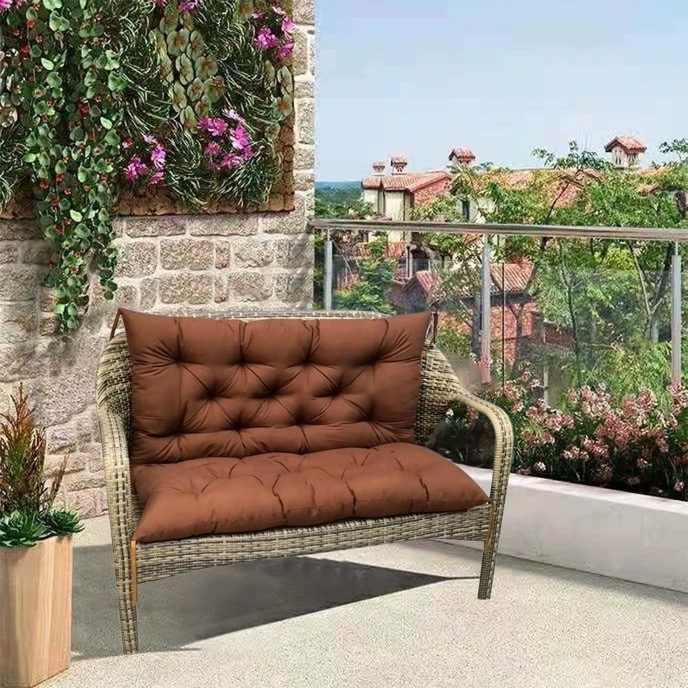 Bench Cushion, Tufted Bench Cushions for Indoor Furniture, Window Seat Cushions Indoor, Velvet Bay Window Cushion, French Floor Cushions with Handle, (Coffee, 39.4x39.4in)