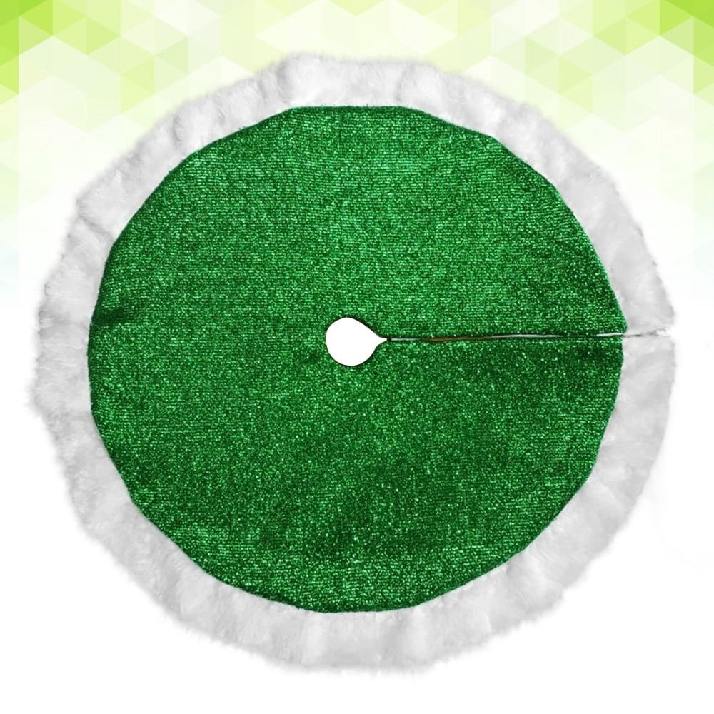 Minimalist Green Plush Christmas Tree Skirt Comfortable Texture for Home and Store