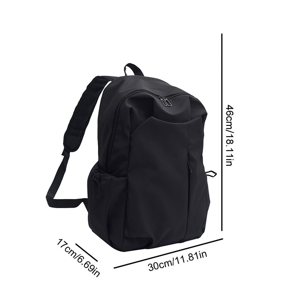 Nylon Lightweight Backpack, Solid Color Casual Shoulder Bag, Large Capacity Outdoor Travel Backpack Daypack for Men Women, Black