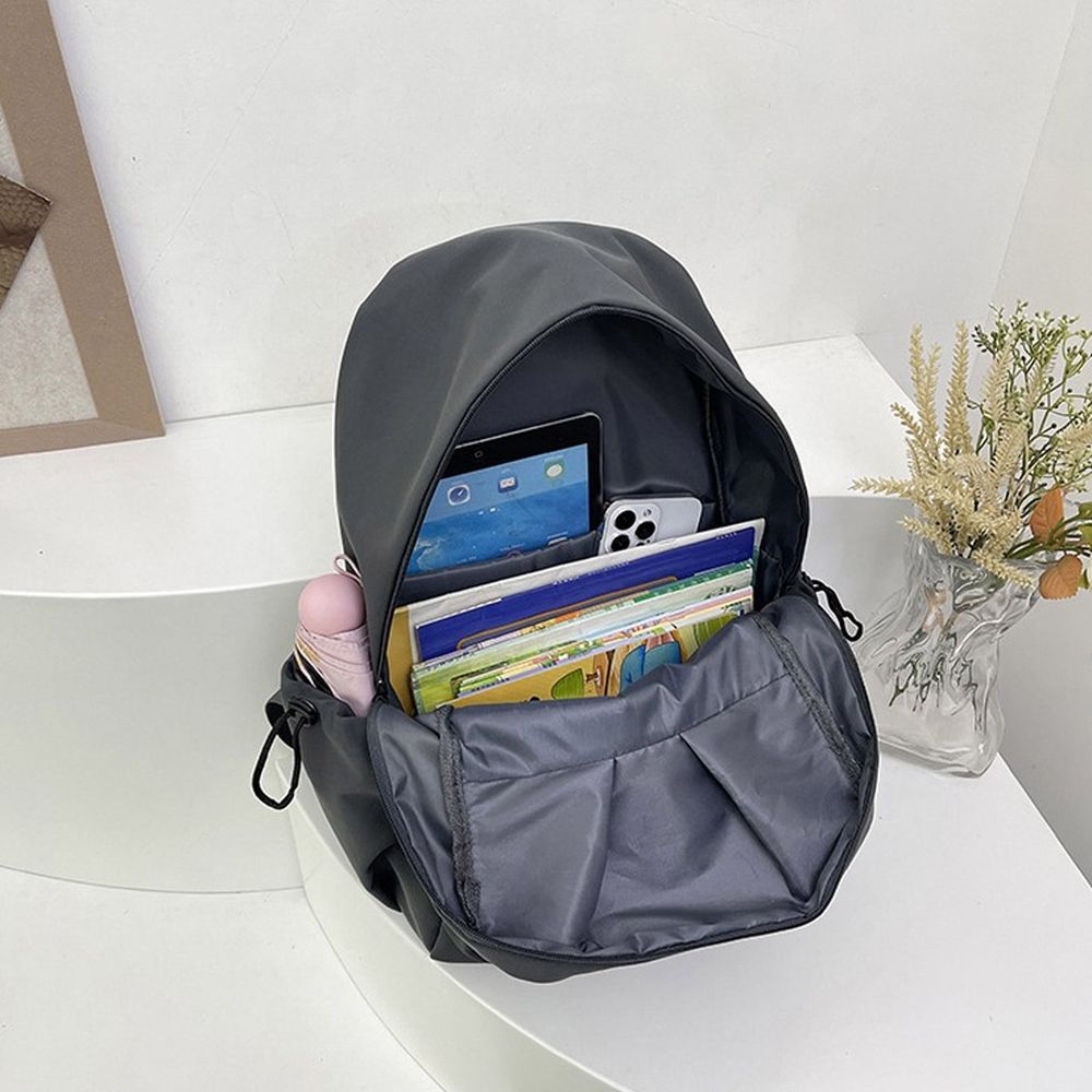 Nylon Lightweight Backpack, Solid Color Casual Shoulder Bag, Large Capacity Outdoor Travel Backpack Daypack for Men Women, Black