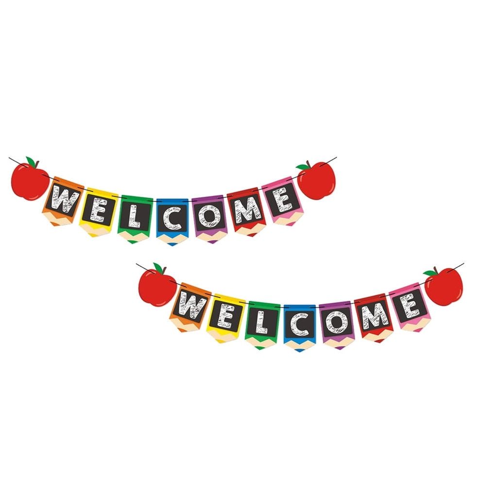 2Pcs School Season Banner Assorted Color Welcome Bunting Party Decoration