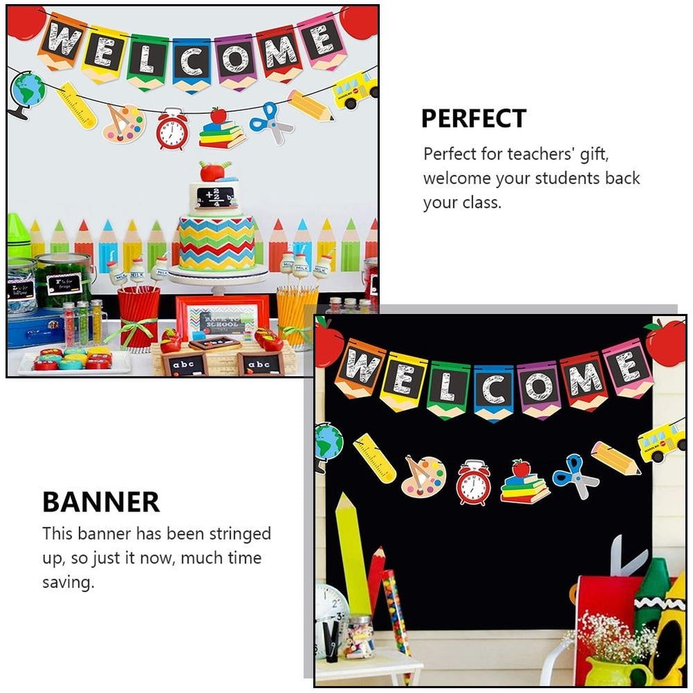 2Pcs School Season Banner Assorted Color Welcome Bunting Party Decoration