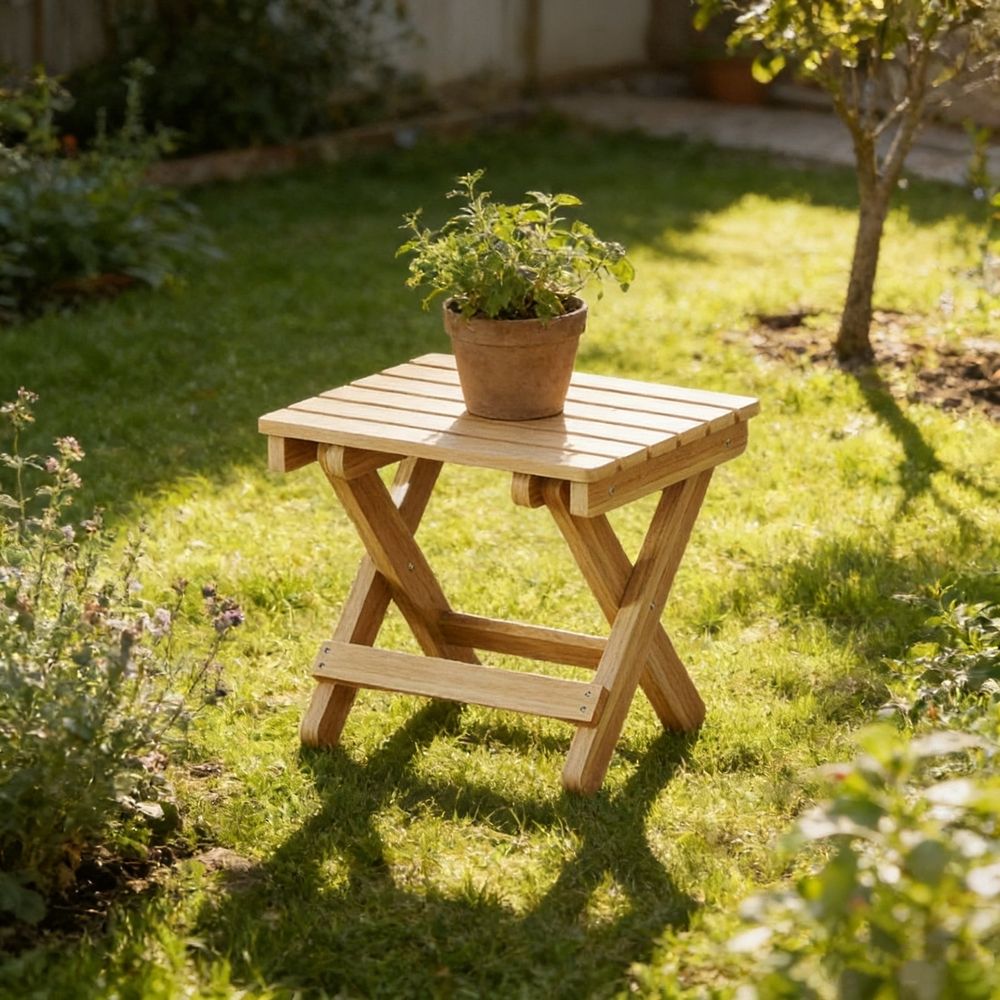 Solid Wood Folding Stool, Foldable Wooden Stool Portable for Camping and Garden, Lightweight Compact Seat for Home Outdoor Travel