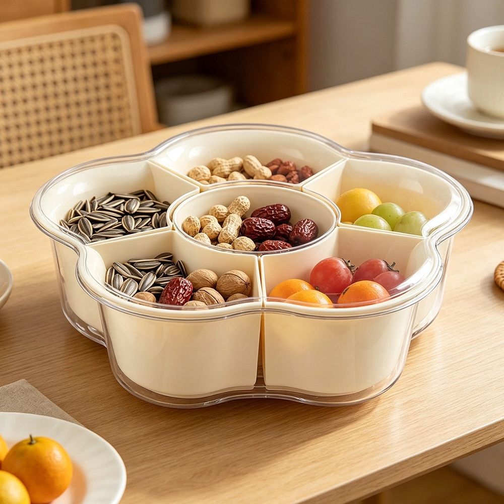 Divided Serving Tray, Hot Pot Ingredient Tray, Portable Snackle Veggie Tray for Kitchen/Party/Travel/Picnic