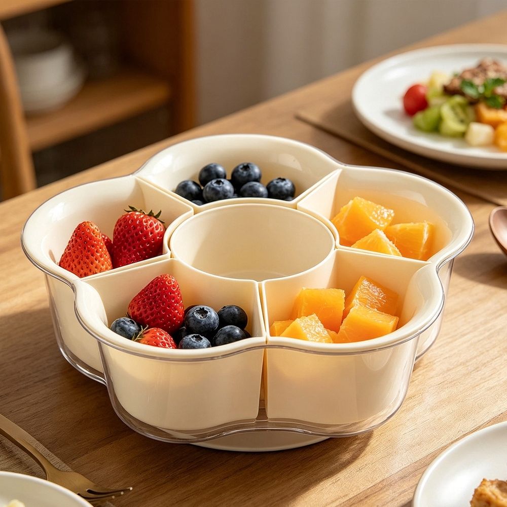 Divided Serving Tray, Hot Pot Ingredient Tray, Portable Snackle Veggie Tray for Kitchen/Party/Travel/Picnic