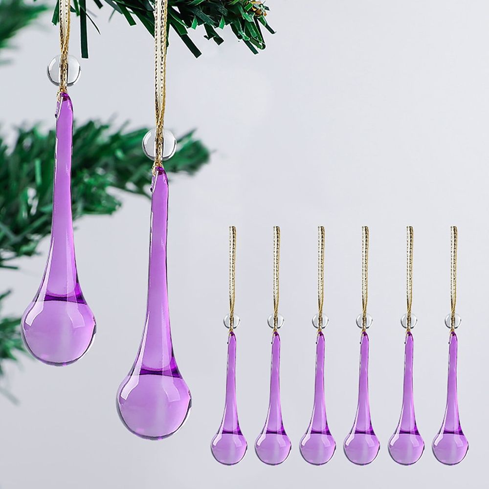 Glass Raindrop Christmas Ornaments Crystal Teardrop Hanging Ornaments Clear Chandelier Drop Pendant Decorations for Christmas Tree Winter New Year Party Supplies Home Decor \ufeff