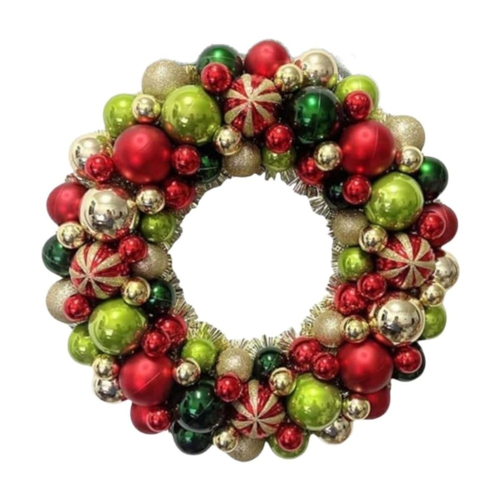 Christmas Wreath 16" Xmas Wreaths Ornaments Glitter Thicken Garland Decoration Red And Green Ornament Wreath With Decoration For Door Wall Mantel Holiday Decor