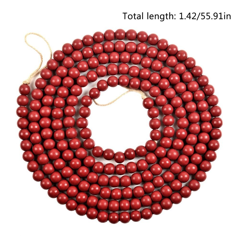 Decoration Wooden Beads String Christmas Tree Fireplace Garland Ornativity Wooden Christmas Garland Decorations - Rustic Wood Beaded Decorations Garland Bead Strand Xmas Holiday Decor