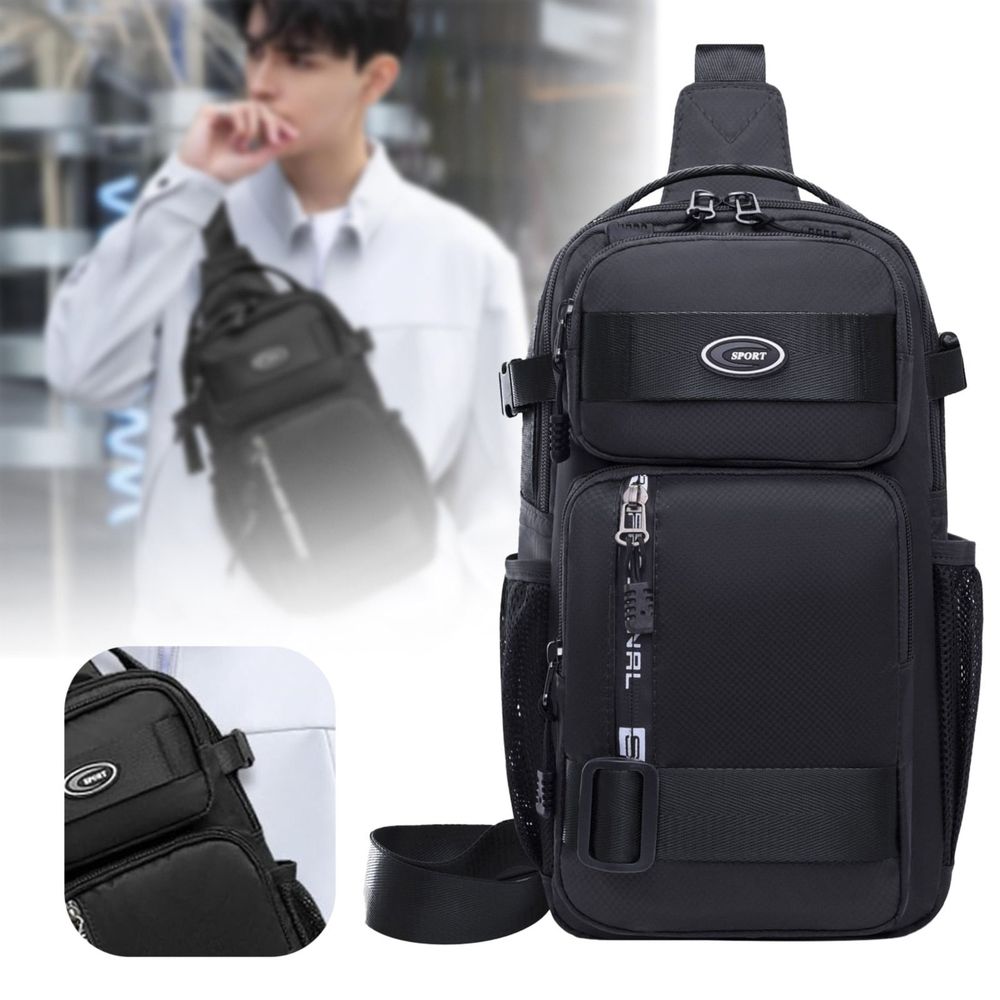EDC Sling Bag Crossbody Backpack Sport Bag Pack Chest Shoulder Bag for Men One Strap Motorcycle for Hiking Walking Biking Travel Cycling with USB Charger Port