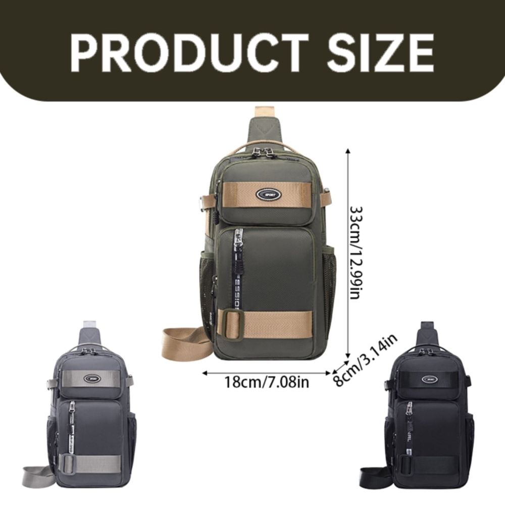 EDC Sling Bag Crossbody Backpack Sport Bag Pack Chest Shoulder Bag for Men One Strap Motorcycle for Hiking Walking Biking Travel Cycling with USB Charger Port