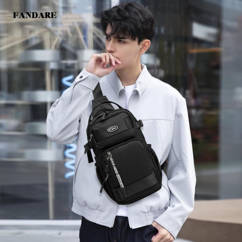 EDC Sling Bag Crossbody Backpack Sport Bag Pack Chest Shoulder Bag for Men One Strap Motorcycle for Hiking Walking Biking Travel Cycling with USB Charger Port