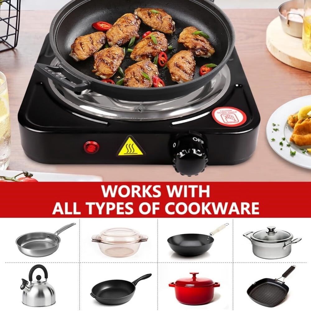Electric Countertop Burner,Single Stove,1000W Induction Cooktop,Portable Electric Hot Plate,5 Level Adjustable Temperature Control Cooking Ranges for Home Dorm Camping Cooking