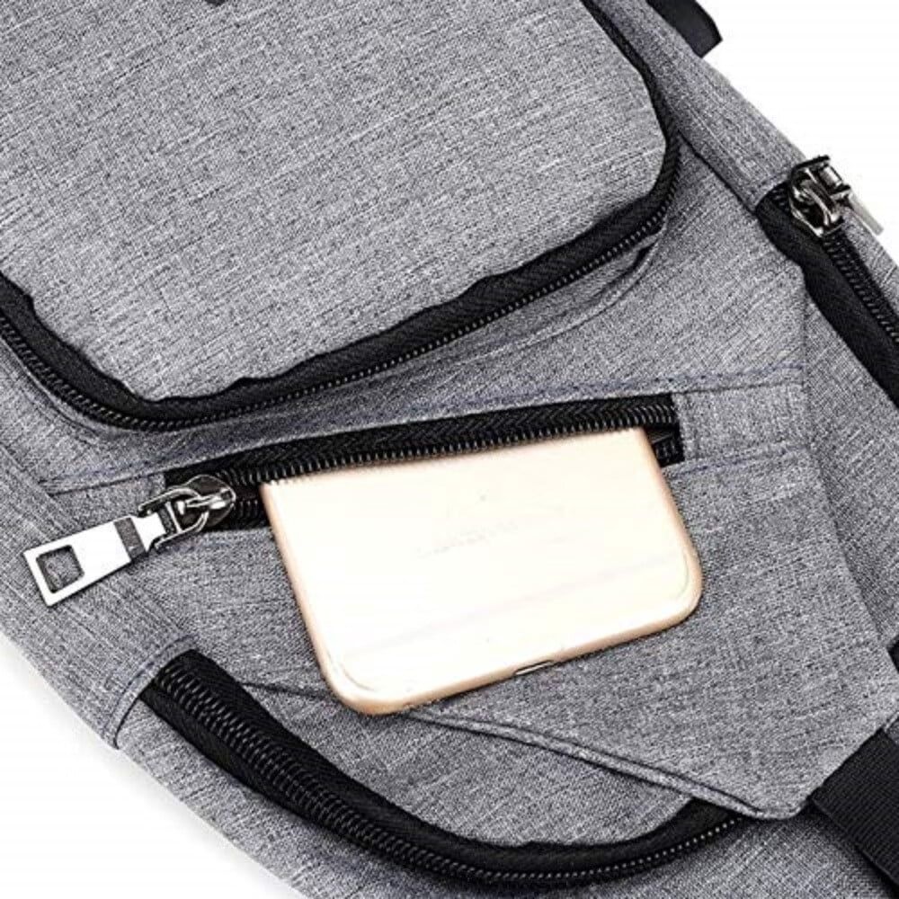 Shoulder Backpack Urban Travel Crossbody Bag Sling Bag Chest Bag Men Oxford Small Casual Outdoor Travel USB Charging Port - Gray