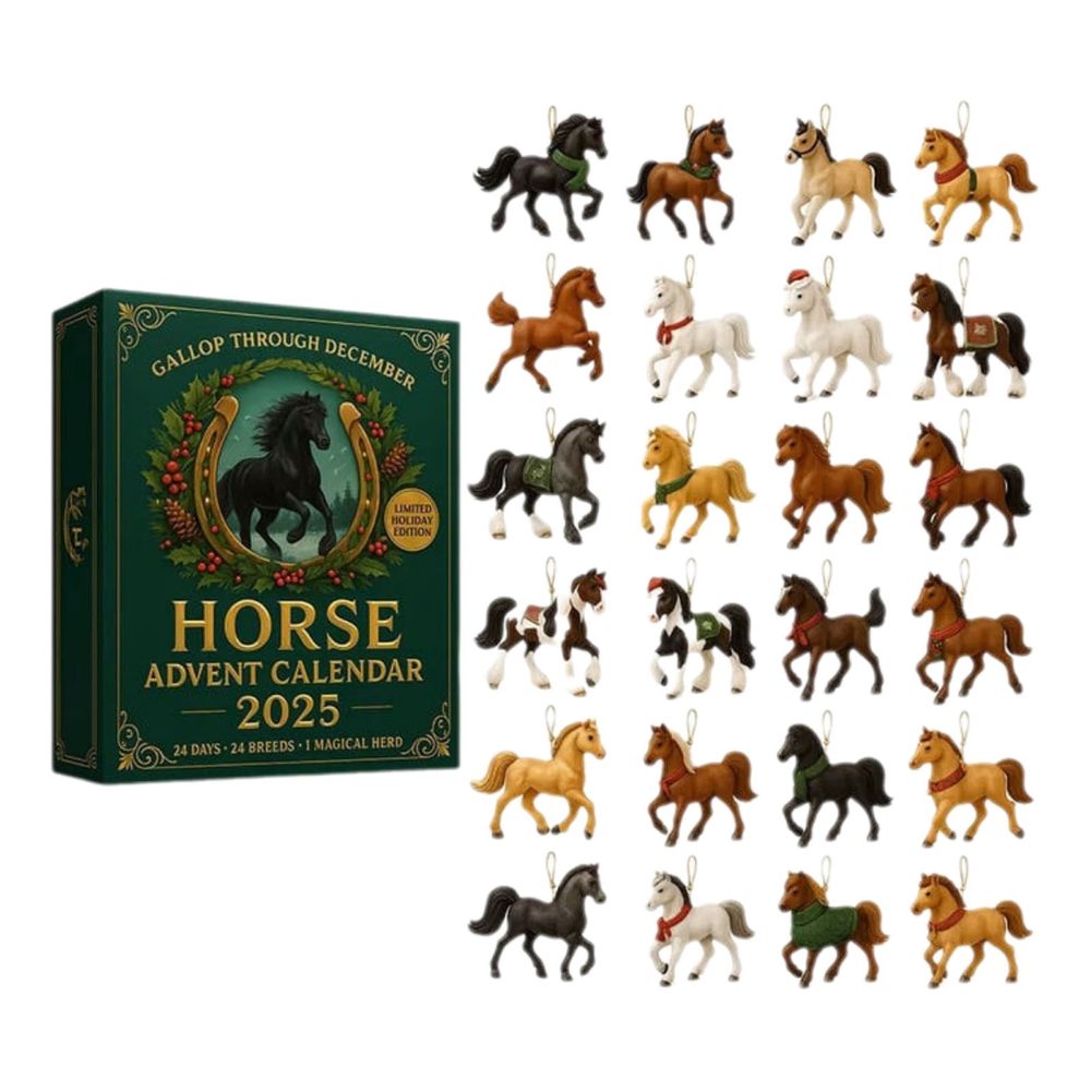 Horse Advent Calendar with 24 Acrylic Equine Ornaments Christmas Countdown Decor for Equestrian Lovers Tree Decorations Clearance
