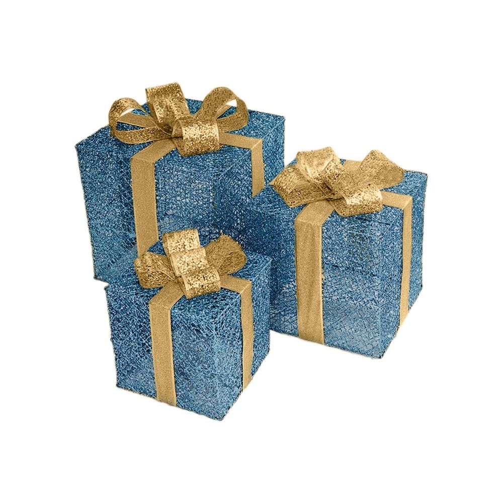 LED Christmas Decorations Set Of 3 Metal Light Up Gift Boxes Outdoor Holiday Decor Battery Operated Waterproof Yard Patio Decorations for Winter Holidays Clearance