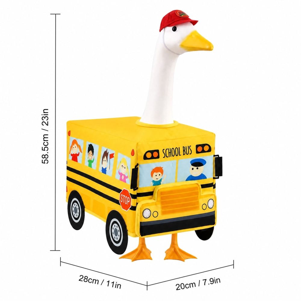 Back to School Supplies,Porch Goose Outfit Set with school bus Decorative Costume for 23 Inch Goose Figurines Seasonal Home Porch Yard and Holiday Decorations
