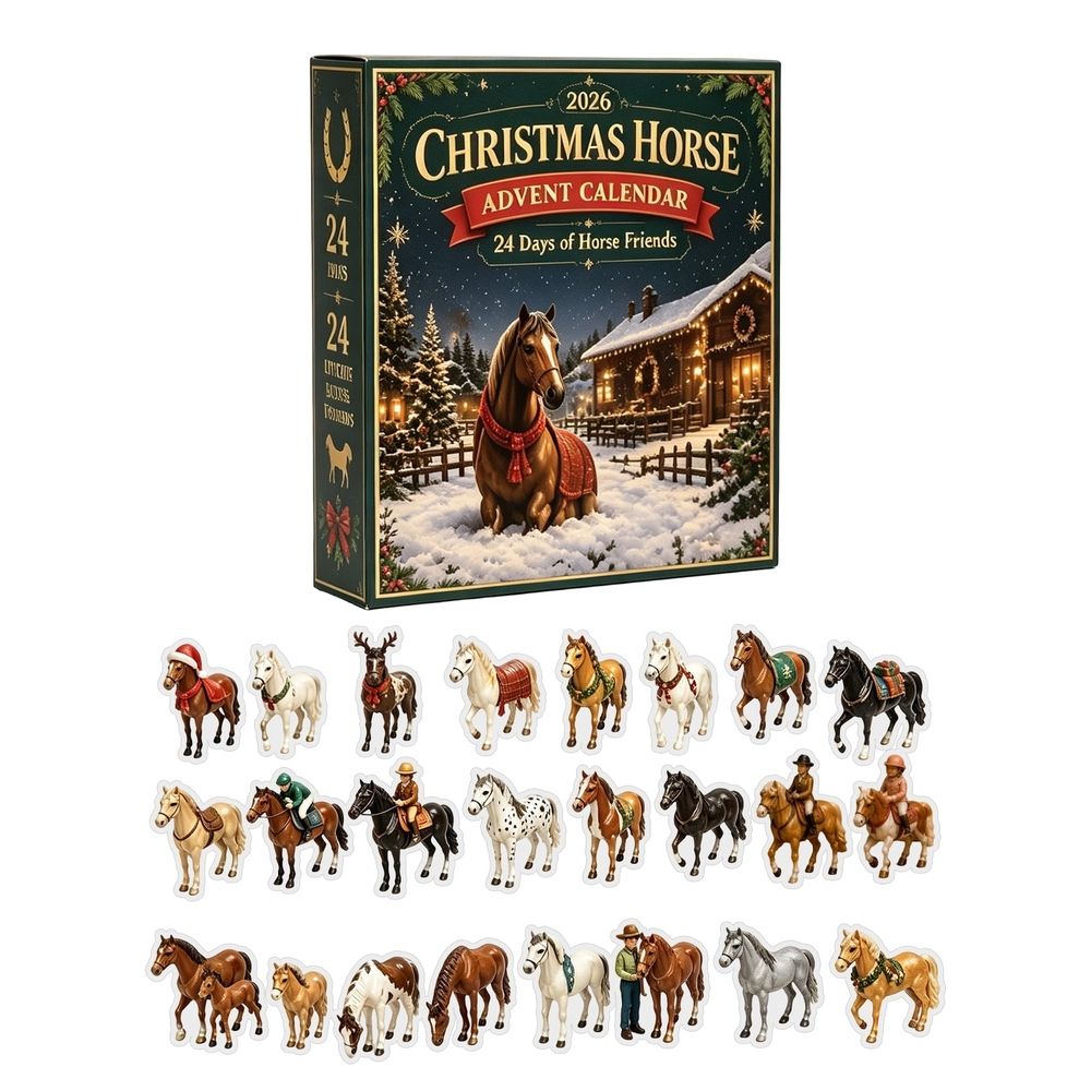 Christmas Horse Advent Calendar, 24‑Day Countdown with 24Pcs 2D Double‑Sided Acrylic Hanging Ornaments, Vintage Western Horse Themed Christmas Tree Decor Surprise Gift for Horse Lovers