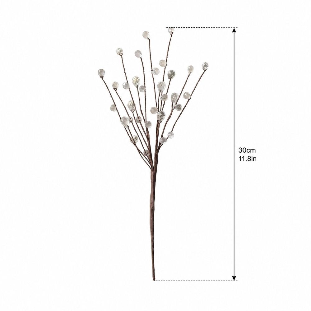 Crystal Christmas Tree Picks, 8 Pack 11.8 Inch Clear Acrylic Bead Branch Sprays, Bendable Stems Sparkling Berry Ornaments for Christmas Tree, Wreath, Centerpiece Winter Holiday Home Decor