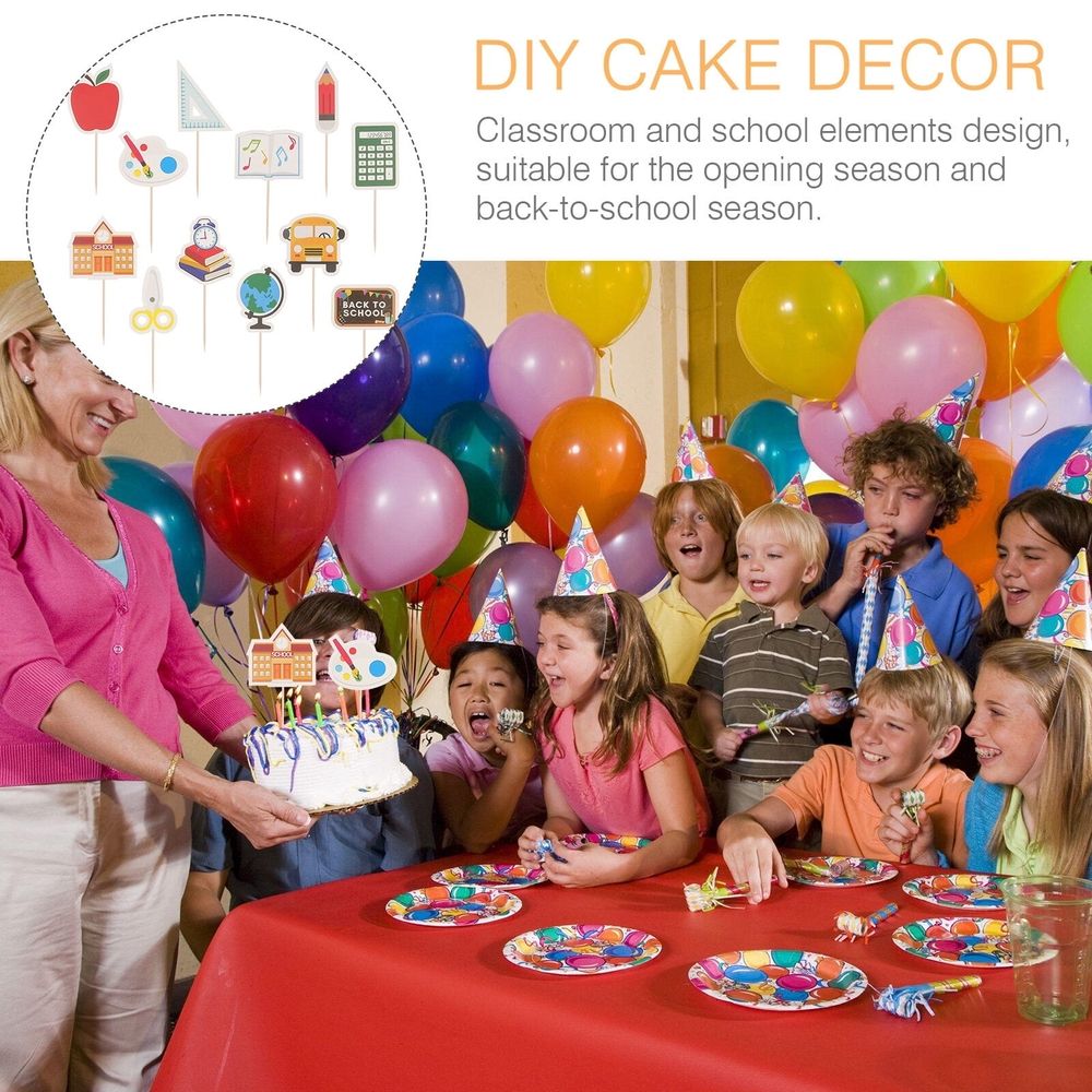 DIY School Bus Pencil Ruler Shaped Cupcake Toppers 24pcs Students