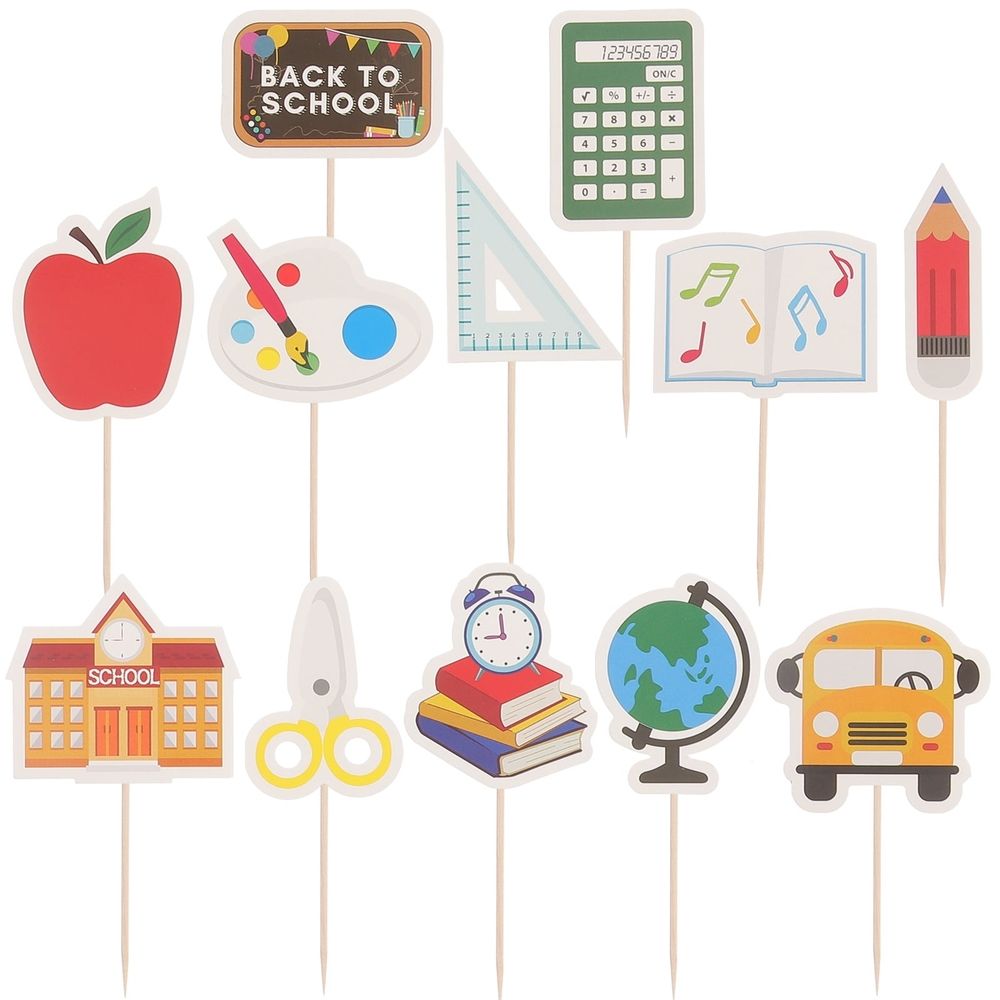 DIY School Bus Pencil Ruler Shaped Cupcake Toppers 24pcs Students