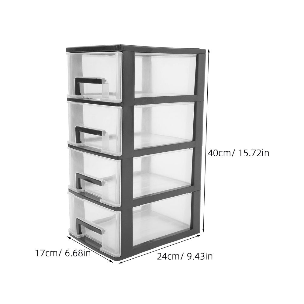 Black Plastic Storage Cabinet with Drawer Organizer, Stylish Design for Office, Study Room, Home Storage Solution