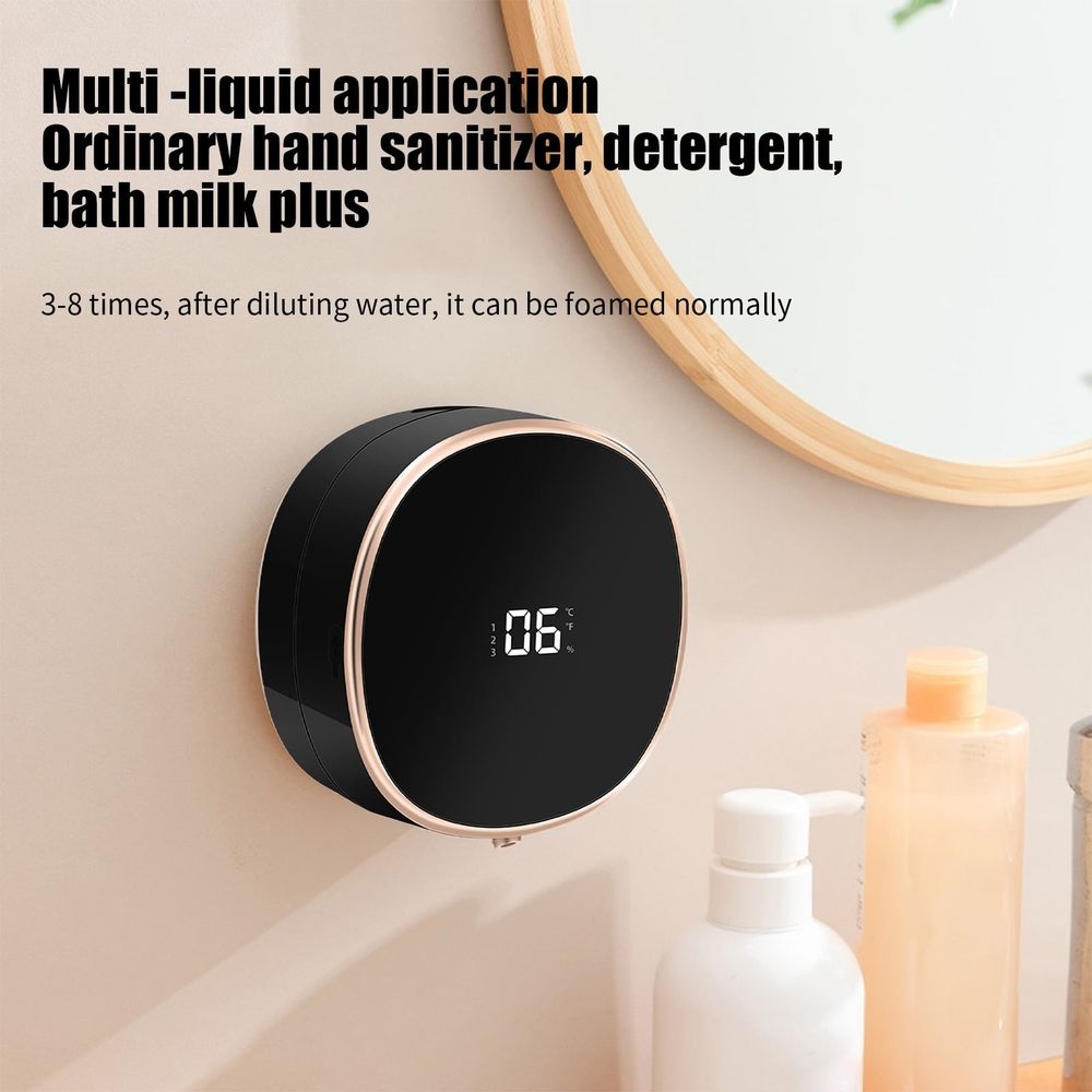 Automatic Wall-Mounted Liquid Soap Dispenser with Touchless Sensor, Adjustable Dispensing Speeds, Easy No-Drill Installation, Foam Production, Perfect for Home, Office, Hotel & Public Spaces