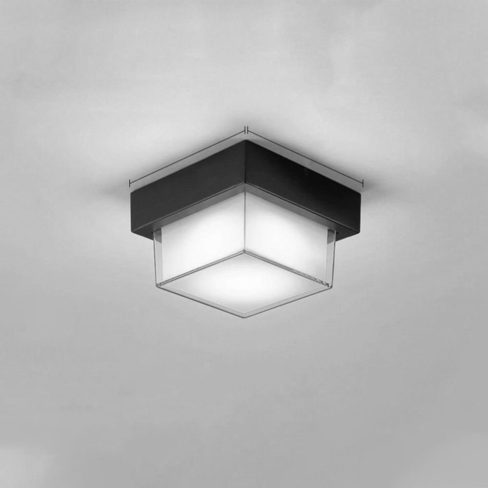 Black Square Small Led Porch Light, LED Outdoor Porch Ceiling Light Fixture, Outdoor Ceiling Flushs Mount Hanging Modern Light Fixture, Modern Waterproof Outdoor Wall Mount Lighting