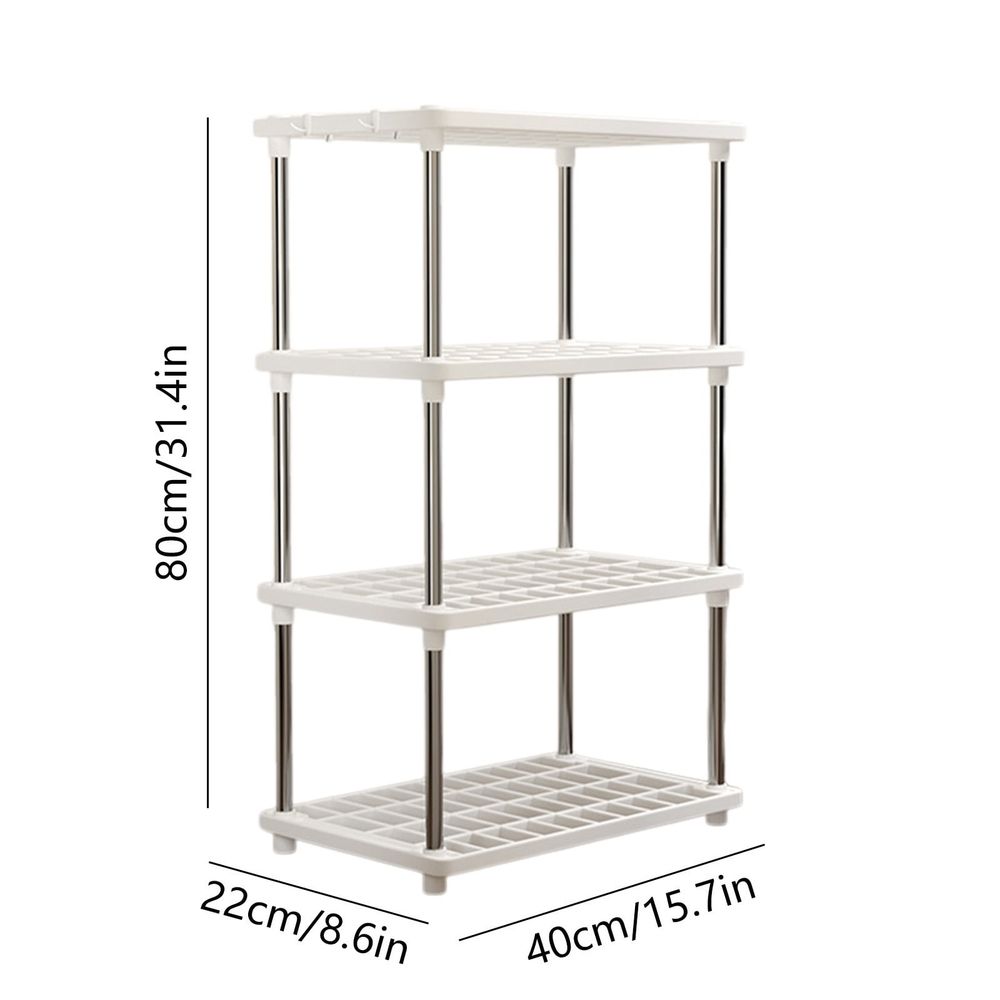 4 Tiers Racks for Storage,Home Light Duty Storage Racks,Install Shelving for Any Corner,8.6 "D x 16.5"W x 31.4"H Shelving for Bathroom, Pantry, Warehouse, Living Room, Kitchen Shelves
