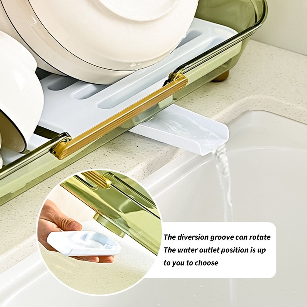 Dishs Drying Rack,17.2x10.8x5.1Inch Dishes Drying Rack with Cutlery Holders,Large Capacity Dishs Drainer Stand with Sink Spout,Practical and Stylish,Easys to Clean,Suitable for Kitchen Counter Sink